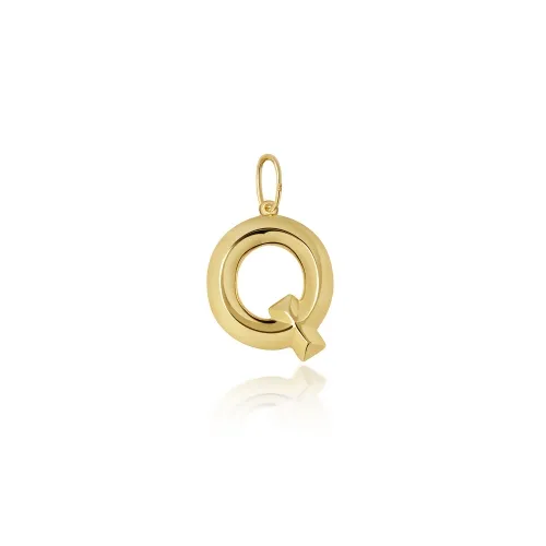 9ct Yellow Gold Initial Pendant Q 13.2 x 14.7mm